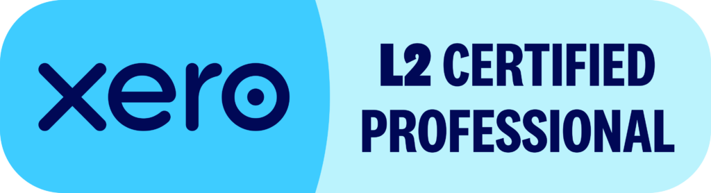 Blue badge with text saying Xero Level 2 Ceritified Professional